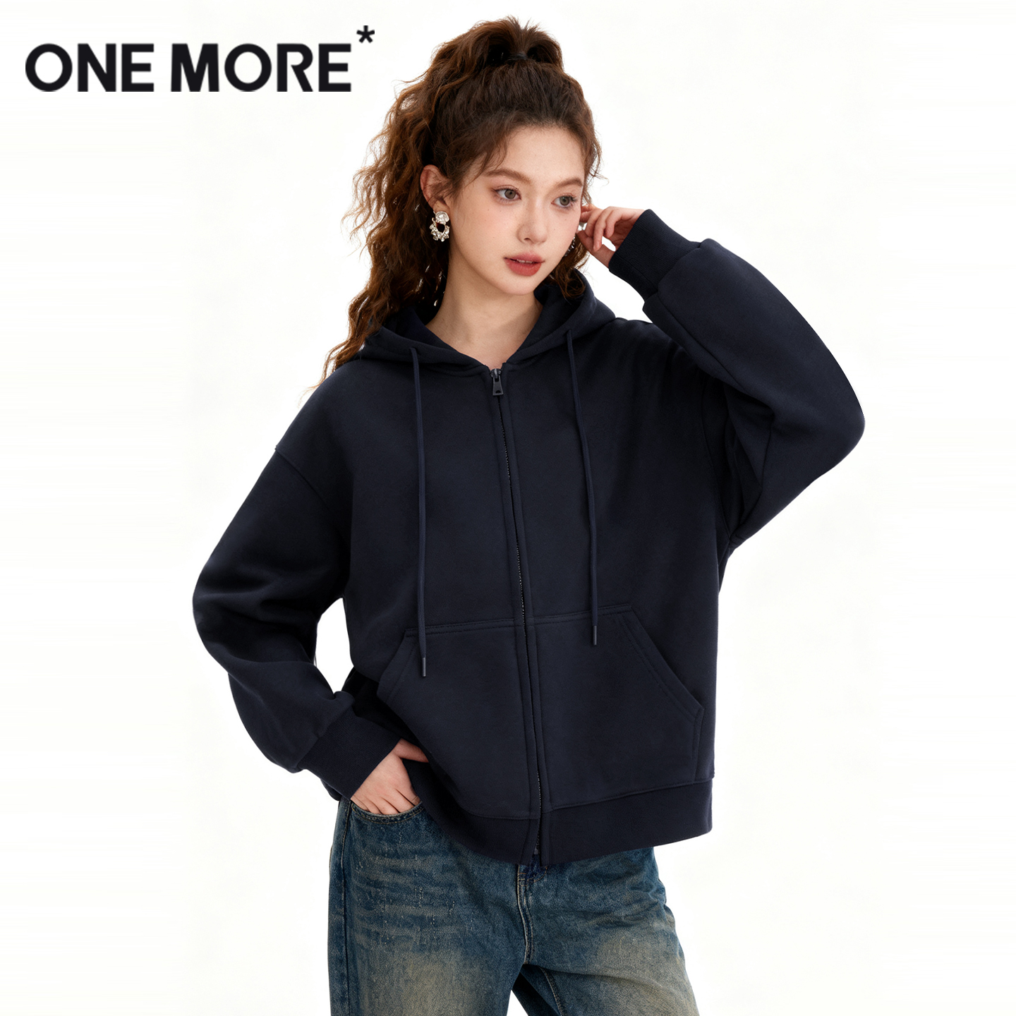 onemore380G空气棉大版开衫卫衣