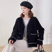 one 上衣短外套 V领外套女气质温柔小个子长袖 more2025秋季 时尚