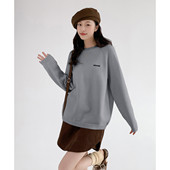 one 内搭纯色毛衣 2025时尚 more刺绣毛衣圆领宽松套头线衫 针织衫