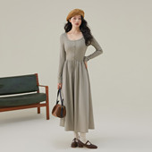 内搭显瘦打底长裙2025秋季 one more法式 针织连衣裙女高级感长裙子