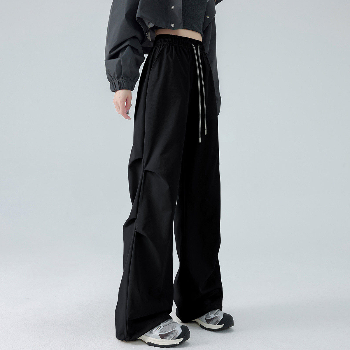 one more工装裤女2025新款夏季美式抽绳休闲运动裤阔腿直筒伞兵裤,女装/女士精品,休闲裤,淘宝优惠券,粉丝福利购,淘宝优惠卷