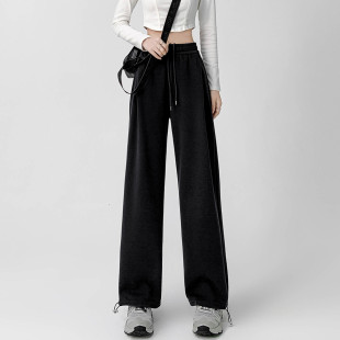 more2025秋季 高腰显瘦运动裤 百搭休闲裤 阔腿裤 子 女潮流时尚 one