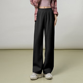 more2025年秋季 新款 高腰百搭直筒阔腿裤 one 女纯色显瘦加绒长裤