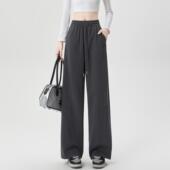 more弯刀运动裤 卫裤 女加绒加厚直筒裤 one 垂感拖地休闲香蕉阔腿裤