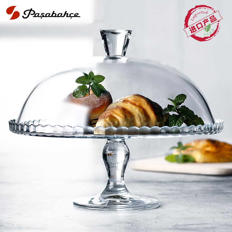 进口大号法式透明玻璃蛋糕托点心盘高脚水果甜品展示架托盘蛋糕盘
