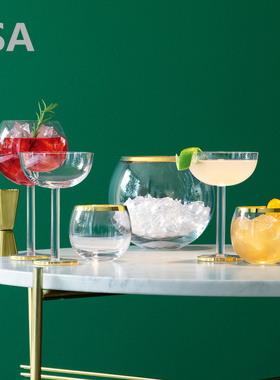 英国进口LSA无铅水晶玻璃水杯啤酒杯鸡尾酒杯创意轻奢手工镀金杯