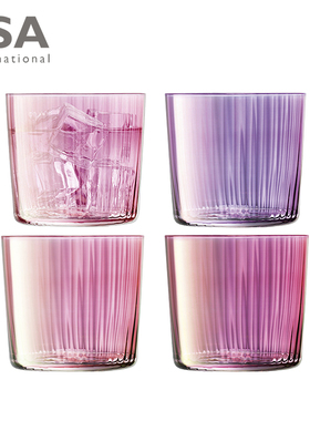 英国LSA 进口 四只手工宝石幻彩色水杯玻璃杯家用耐热果汁杯套装