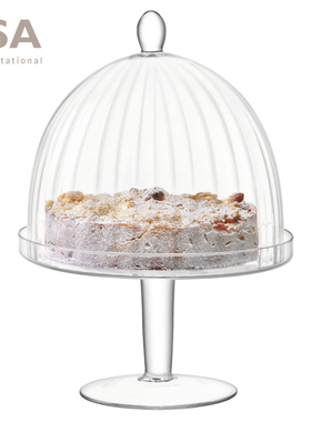 英国LSA 进口手工玻璃高脚蛋糕罩托盘带盖子甜品点心台家居装饰