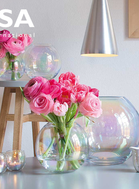 英国LSA进口水晶玻璃花瓶摆件客厅插花水培百合鲜干花瓶轻奢餐桌