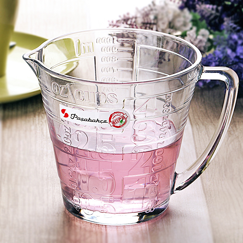 土耳其进口钢化玻璃量杯带把刻度牛奶杯可微波厨房烘焙打蛋搅拌杯