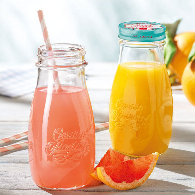 意大利进口Bormioli带盖玻璃牛奶瓶耐热可微波密封果汁瓶密封罐