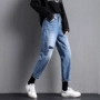 Quần jeans lỗ lửng nữ mùa xuân 2019 mới của phụ nữ phiên bản Hàn Quốc của quần lửng cạp cao 9 điểm hoang dã - Quần jean quần bò nữ