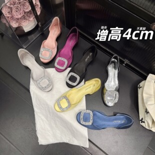 惠州一丰鞋业小个子内增高中空凉鞋女法式平底女鞋浅口方头单鞋女
