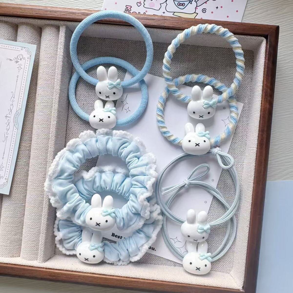 蓝色小兔头绳可爱卡通扎头发绳甜美发圈女童橡皮筋情侣闺蜜发饰女图片