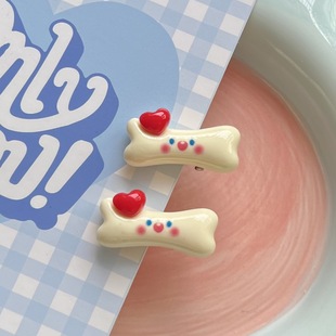 爱心小骨头发夹可爱少女心发饰边夹小众刘海夹侧边发卡趣味搞怪