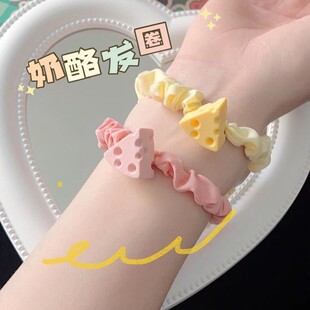 奶酪芝士大肠发圈发绳蝴蝶结发饰女扎头发绳可爱网红皮筋送男朋友