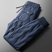 压胶大口袋小脚羽绒裤 冬季 外穿 男士 时尚 加厚防水保暖白鸭绒裤 子