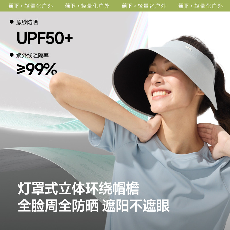 【林依轮直播间】蕉下防晒帽大檐全遮光无痕一体防紫外线蛋卷空顶 - 实物图