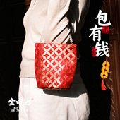 2026杭州灵隐马年新中式 斜挎单肩红色手提女新款 高级感有钱花包包