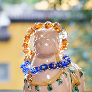 灵隐十二生肖转运珠本命年香灰金箔琉璃八大守护神手串避挡手链