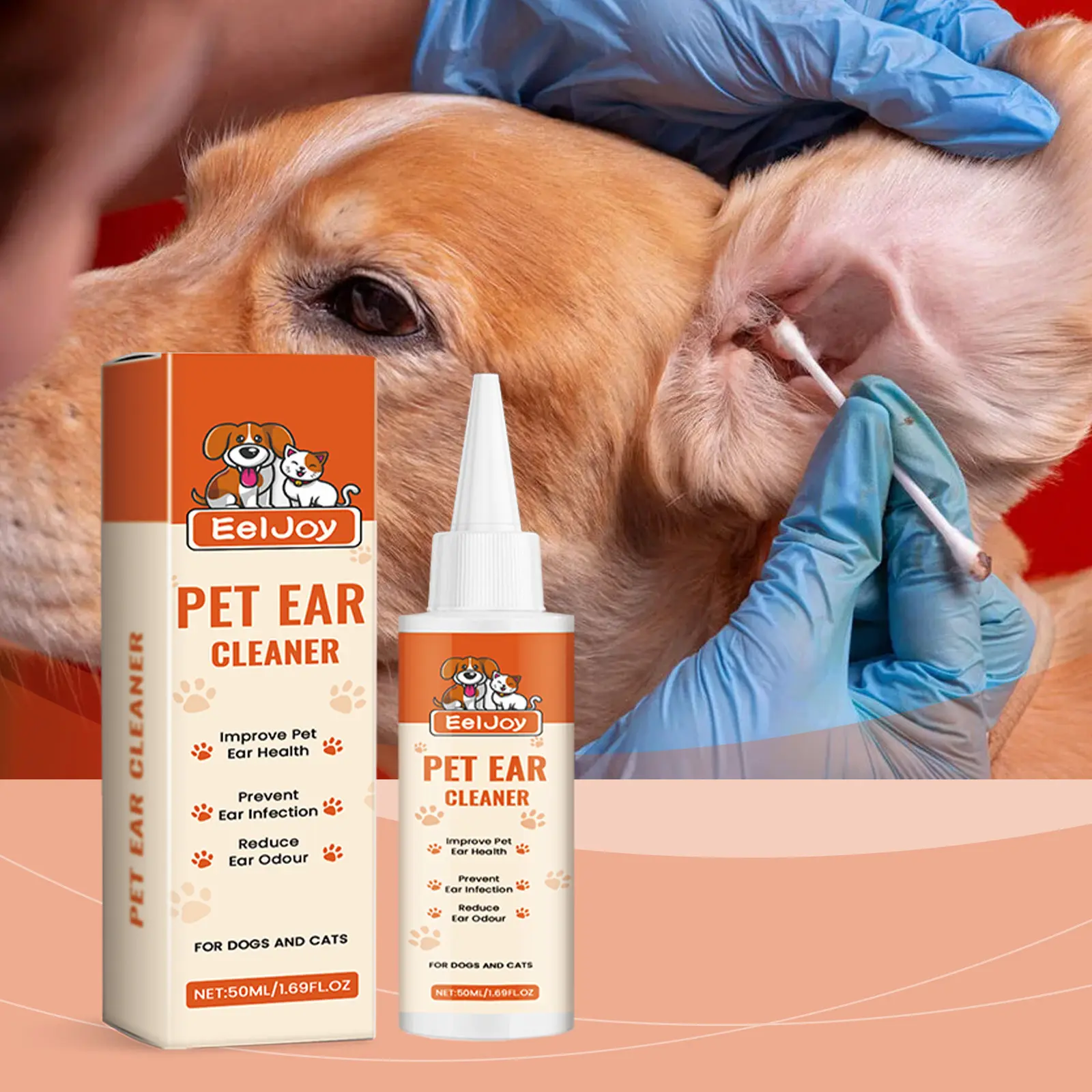 Pet Ear Cleaner for Cats Dogs Gentle Cleaning Ear Wax Crumbs