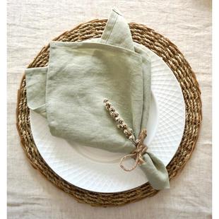 4Pack 100% French Linen Table Napkins Dinner法国雨露亚麻餐巾