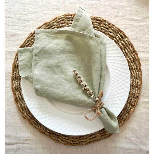 4Pack 100% French Linen Table Napkins Dinner法国雨露亚麻餐巾