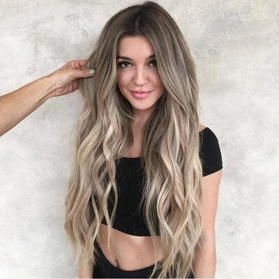 Brazilian Lace Front Human Hair Wigs Natural Wavy 渐变色假发
