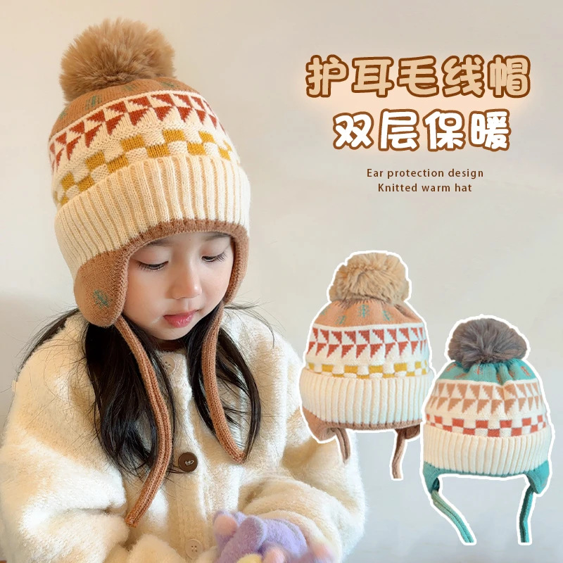 新疆包邮宝宝护耳帽儿童帽子秋冬款中大童毛线帽冬季男女童防风保