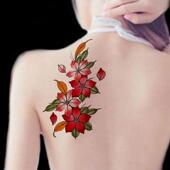 半臂花臂纹身贴男女防水持久赵云艺妓花朵蝴蝶小清新花朵性感腹部