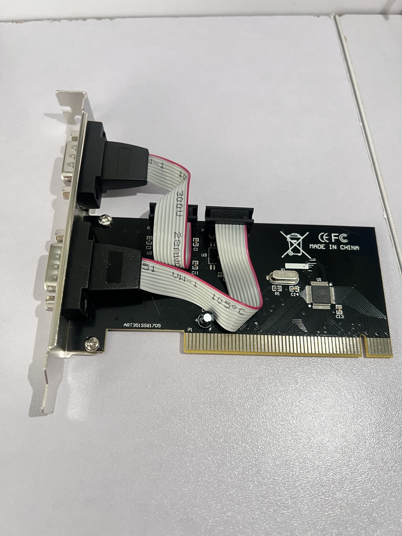 电脑RS232台式扩展卡pci-e转双串口卡pc转接卡com口9针九针