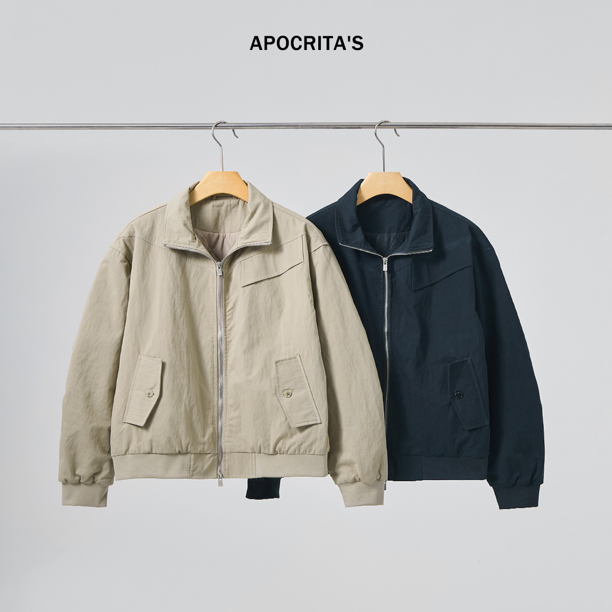 APO男装|青年棉服男冬季加厚高级感宽松立领百搭休闲短款夹克外套