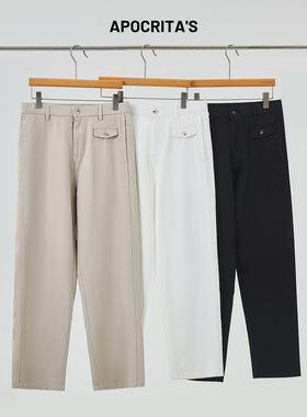 APO男装|青年男士休闲裤春夏新款高级感宽松直筒cleanfit白色长裤