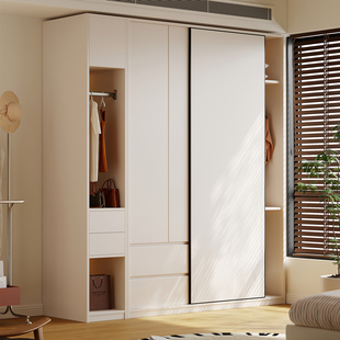 国补橡木推拉门全实木衣柜组合家用卧室一门到顶简约移门衣橱定制