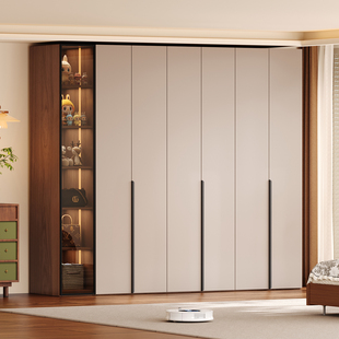 中古风全实木橡木衣柜一门到顶家用卧室衣橱衣帽间环保收纳储物柜