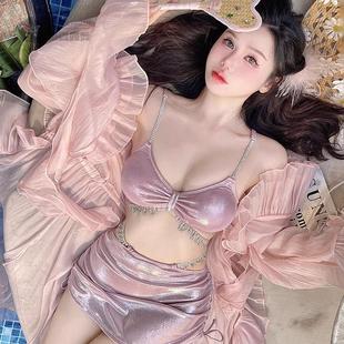 泳衣女2024年新款 分体性感吊带比基尼纯欲显瘦三件套海边度假