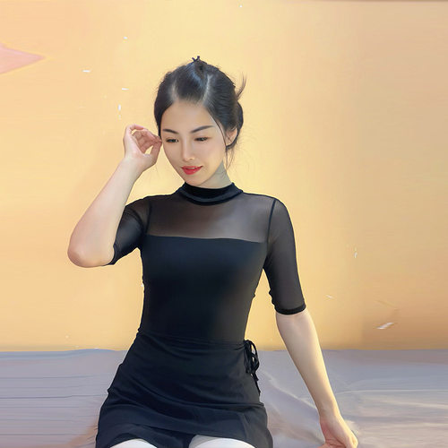 倚玲成人芭蕾舞形体练功服｜高领