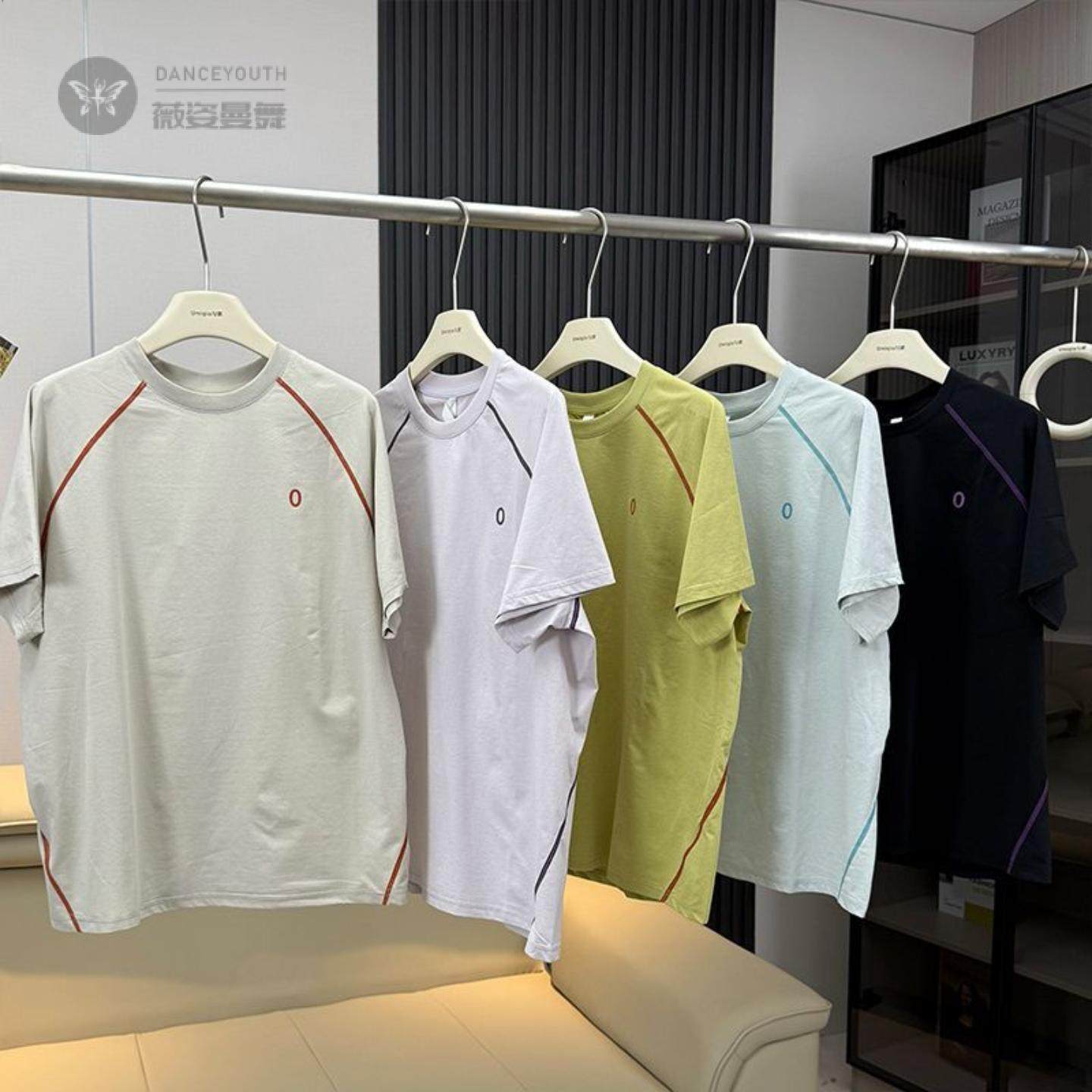 冰蓝色凉感速干短袖男女夏季跑步运动骑行服山系户外情侣休闲恤