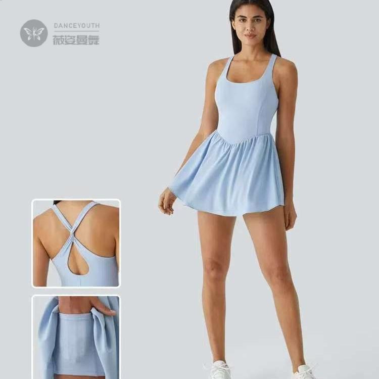 欧美女夏运动休闲羽毛球网球裙+