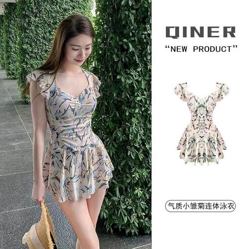 泳衣女连体简约修身保守显瘦连衣裙温泉泳装新款度假泳衣专业批