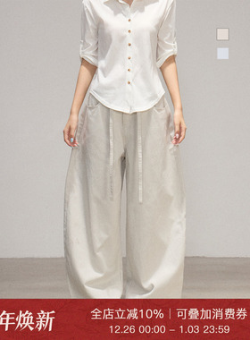 Moxiebabe慵懒宽松抽绳弯刀裤休闲裤女冬季百搭垂感阔腿裤长裤子