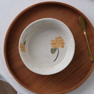 绣球花日式 川谷 陶瓷盘子菜盘家用ins风陶瓷餐具深盘水果盘甜品盘