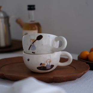高颜值马克杯牛奶杯家用杯子原创咖啡杯陶瓷杯 川谷童趣日式