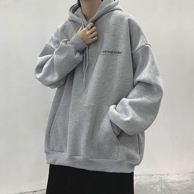 秋冬装加绒加厚连帽卫衣男士潮