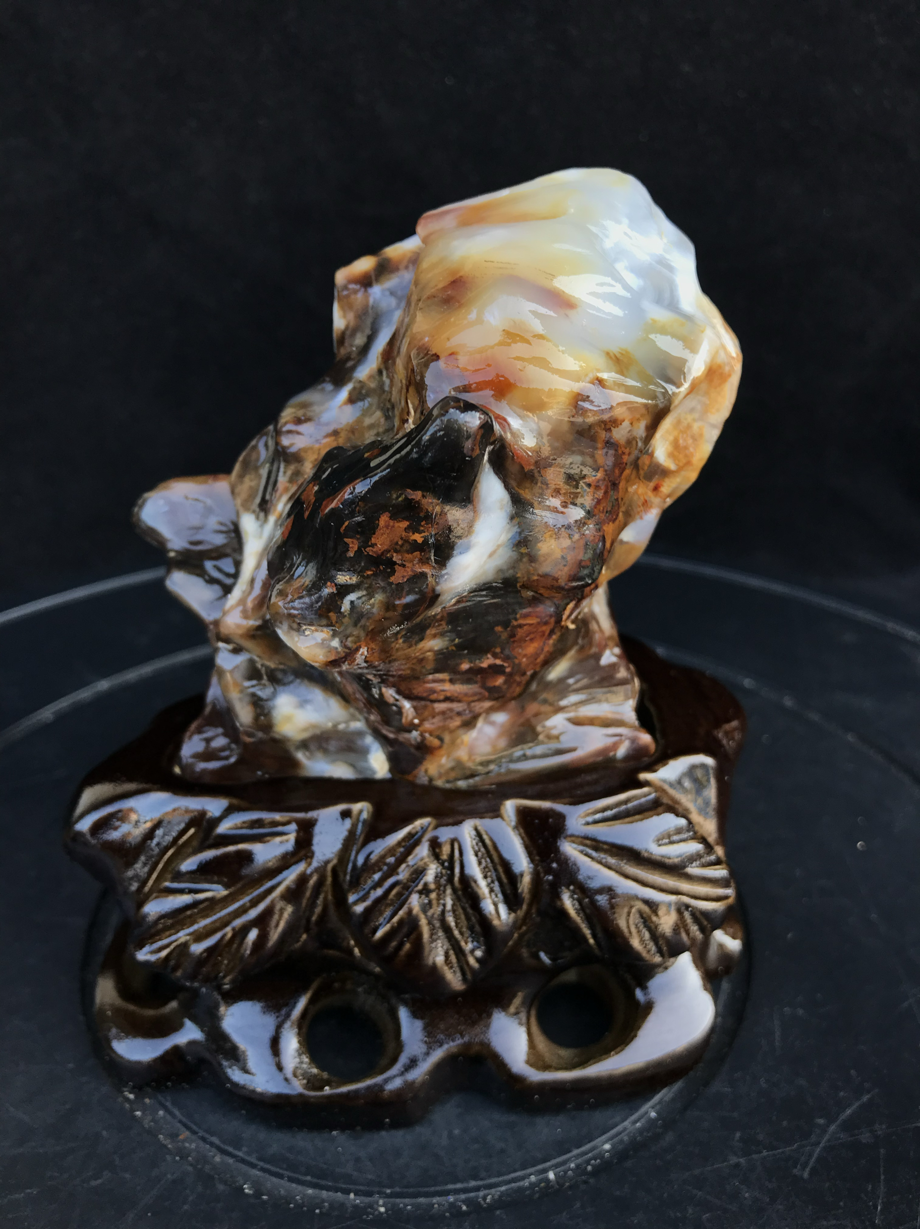 天然缅甸树化玉木化石硅化木冰种奇石玉石石头家居办公桌摆件