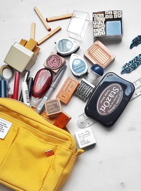 纵向书写日本Delfonics简约笔袋女ins日系手账包大容量文具收纳包