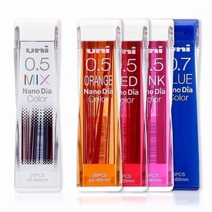 纵向书写 日本Uni三菱纳米钻石超硬彩色铅芯0.5手绘自动铅笔芯0.7