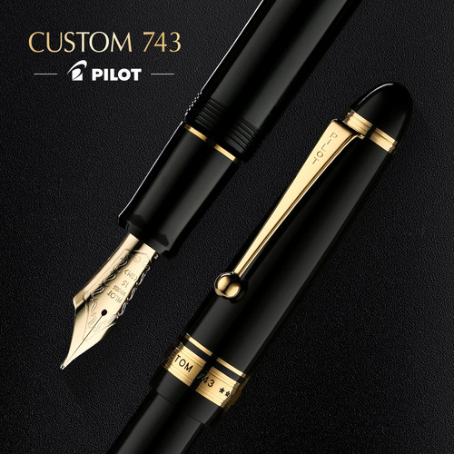纵向书写 日本PILOT百乐钢笔14K金尖Custom743大型15号练字签字笔