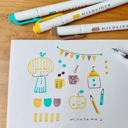 日本斑马荧光标记笔学生用双头做笔记专用记号笔彩色划重点标记笔