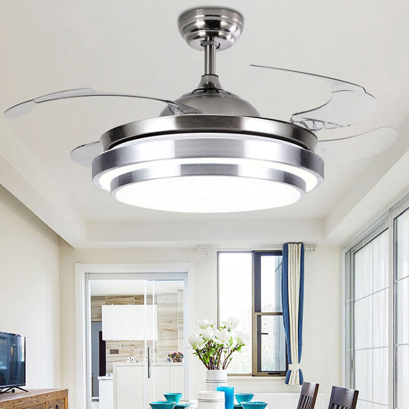 北欧简约客厅餐厅饭厅隐形风扇吊灯家用变频多档调速调光带风扇灯